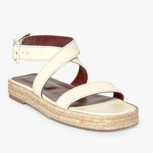NIB Staud Lara Espadrille Sandal In Cream / Natural